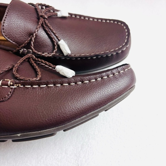 NWT Alfani Brown Pebble Leather Square Toe Tanner Driver Loafers Shoes 9.5 main image 9